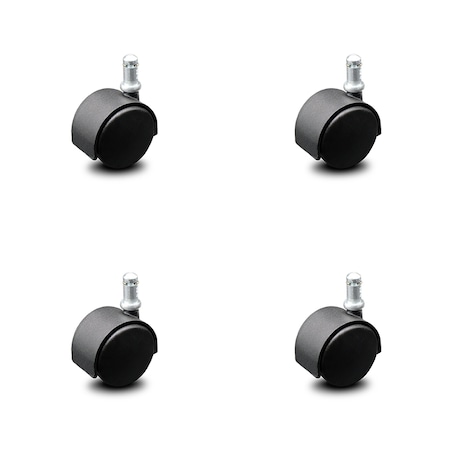 Service Caster 2 Inch Flat Black Hooded Nylon Twin Wheel Grip Ring Chair Casters SCC, 4PK SCC-GR02S50D-NYS-FB-716X78-4
